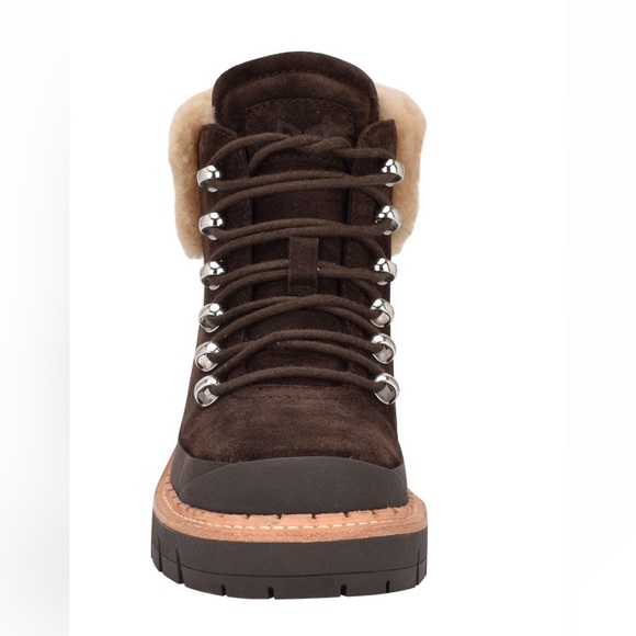 💥NWT💥 Marc Fisher LTD Cade Genuine Shearling Cuff Lace-up Boot - Picture 4 of 15